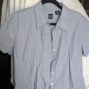 GAP Button-Up Gingham Shirt-- XL, blue
